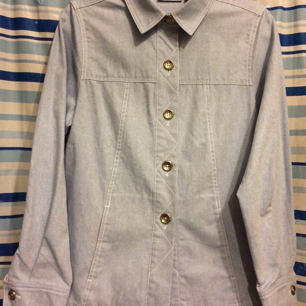Susan Graver denim jacket, metal buttons, size S